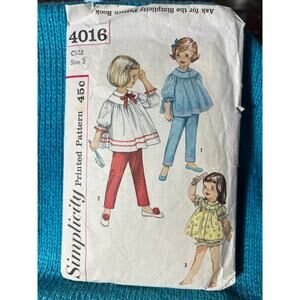 McCalls 4016 pattern girls pajama top pants shots 1950s size 3